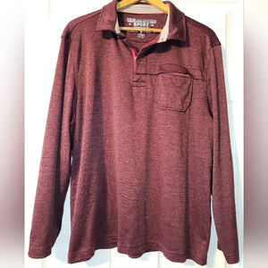 Tailorbyrd Sport Burgundy Red Long Sleeve Polo Active Shirt Size X Large